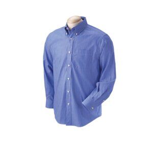 Devon & Jones Men's Size XL Long Sleeve Dress Shirt Blue English Stripe